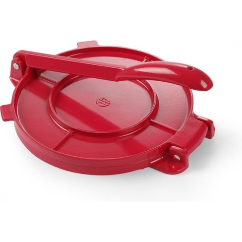 Hendi Tortilla Pers 20cm - Professionele Tortilla maker - Ook geschikt als Roti Maker, Taco's, Burrito, Wrap, Dumplings en Taartbodems - Aluminium - Rood