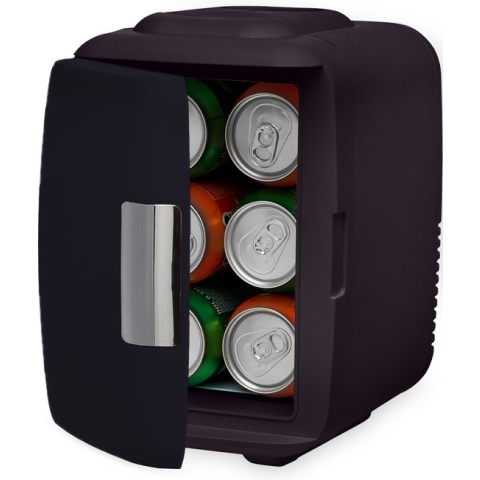 LifeGoods Mini Koelkast - 4 Liter - Make-Up en Beauty Skincare - 100/240V / 12V Auto Stekker - Zwart