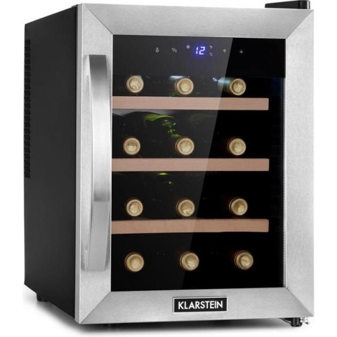 Klarstein Reserva 12 Uno wijnkoelkast 31 liter / 12 flessen - Temperatuurbereik: 11 tot 18°C - 26 dB - Een koelzone