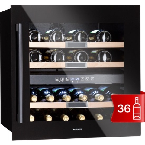 Klarstein Vinsider 36 - Wijnkoelkast - 2 Koelzones - 5-22°C - 85 Liter - Roestvrij Staal - Zwart