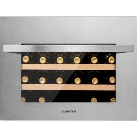 Klarstein Vinsider 24 Built-In Uno - Inbouw Wijnkoelkast - 1 Zone - 51 Liter / 24 Flessen - Roestvrij Staal - 42 dB - 5 Tot 20°C - Zilver