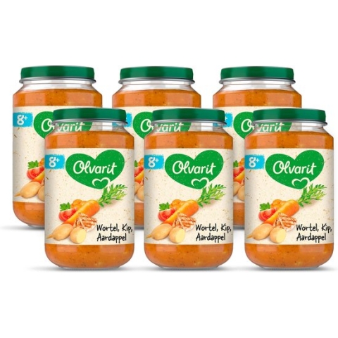 Olvarit Babymaaltijd 8+ Maanden – Wortel Kip Aardappel – 6 x 200g