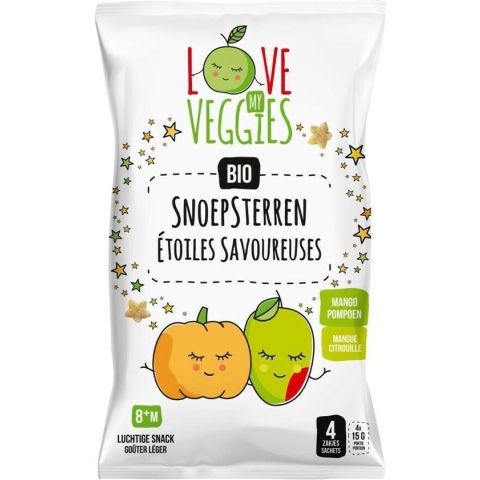 4x Love My Veggies Multipack Snoepsterren Mango Pompoen 4x15 gr
