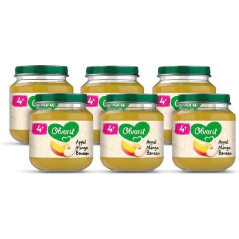 Olvarit Fruithapje 4+ Maanden - Appel Mango Banaan - 6 x 125g