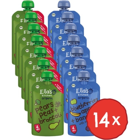 Ella's kitchen 14 stuks Knijpzakjes 4+m Pakket