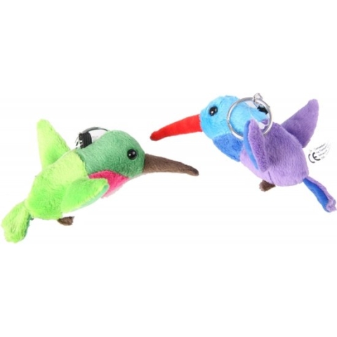 Pluche knuffel kolibrie vogel sleutelhanger 12 cm - Pluche dieren cadeau knuffels/knuffeltjes voor kinderen Groen