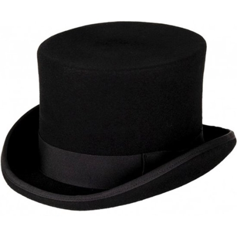 KIMU Luxe Hoge Hoed Kind Zwart - Maat 53 - 100% Wol - Kinder Tophat Klein Hoofd Wolvilt Hoedje Kids Circus Bruiloft Detective Gangster