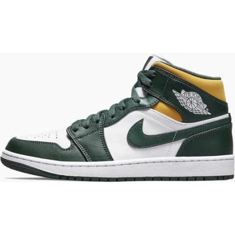 Nike Air Jordan 1 Mid (GS), Sonics (2021), Green, Yellow, White, 554725-371, EUR 36.5