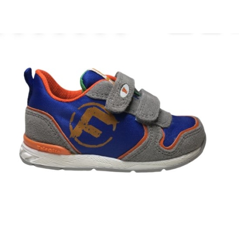 Falcotto Mt 29 velcro's orange logo lederen sportieve sneakers Haker grijs blauw