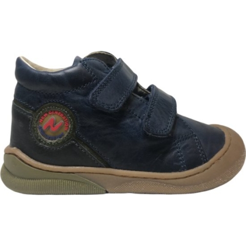 Naturino mt 24 velcro bumper ronde logo lederen sneakers Dot navy groen
