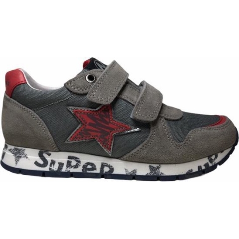 Naturino 2 velcro's rode ster lederen sneakers Pat grijs mt 30