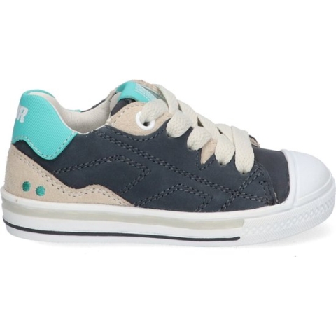 Bunnies JR 223233-529 Jongens Lage Sneakers - Blauw/Beige - Nubuck - Veters