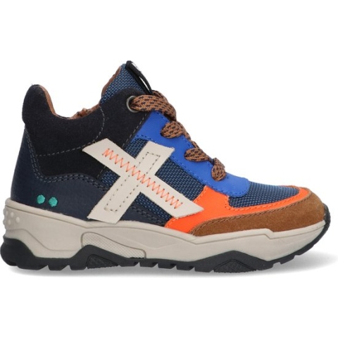 Bunnies JR 222845-420 Jongens Hoge Sneakers - Blauw - Leer - Veters