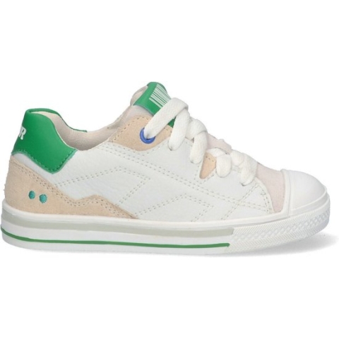 Bunnies JR 223233-500 Jongens Lage Sneakers - Wit/Groen - Nubuck - Veters
