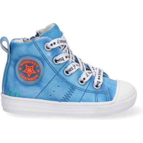 Bunnies JR 221235-223 Jongens Hoge Sneakers - Blauw - Nubuck - Veters