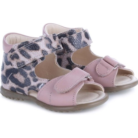 Emel Meisjes Sandalen - Roze  Panterprint - Leder - Velcro - Maat 20
