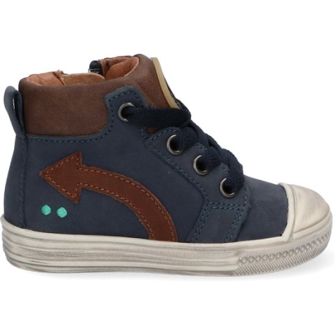 Bunnies JR 221630-129 Jongens Hoge Sneakers - Blauw - Nubuck - Veters