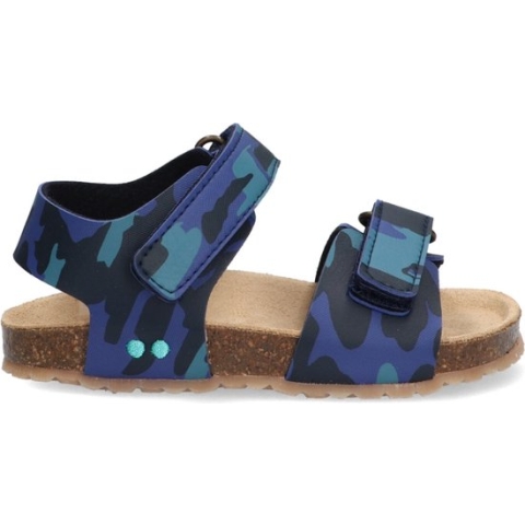 Bunnies JR Bas Beach Jongens Sandalen - Blauw/Print - Imitatieleer - Klittenband