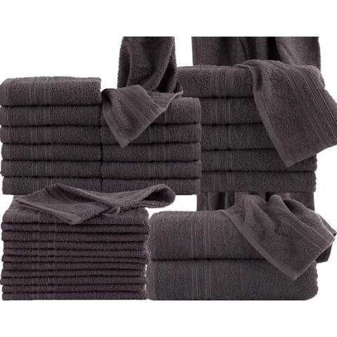 Homéé voordeelpak 33 delige handdoeken set 3 badlakens, 6 handdoeken, 12 gastendoekjes en 12 washandjes antraciet 100% katoen 400g. m²
