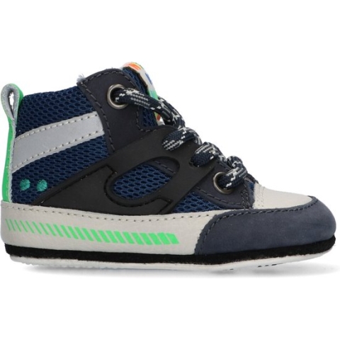 Bunnies JR 222122-529 Jongens Babysneakertjes - Blauw - Leer - Veters