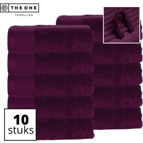 The One Towelling Classic Handdoeken - Voordeelverpakking - Hoge vochtopname - 100% Gekamd katoen - 50 x 100 cm - Pruim - 10 Stuks