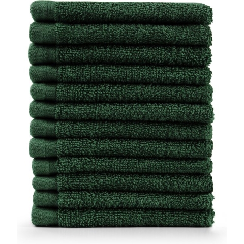 Blumtal Terry Handdoeken Set - 12 x Gezichts Handdoekje - 30 x 30 cm - Donkergroen