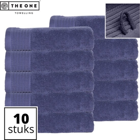 The One Towelling Classic Handdoeken - Voordeelverpakking - Hoge vochtopname - 100% Gekamd katoen - 50 x 100 cm - Denim - 10 Stuks