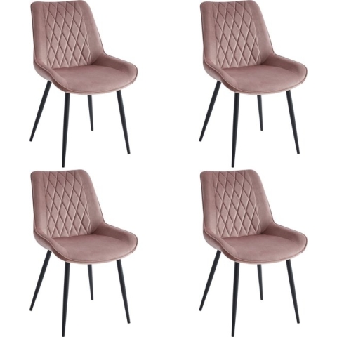 Colenis® - Adama Eetkamerstoel - Set Van 4 - Roze - Fluweel - Velvet - Industrieel