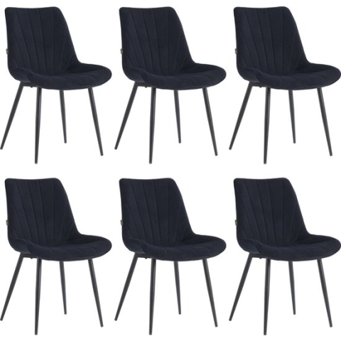 Colenis® - Lesedi Eetkamerstoel - Set Van 6 - Zwart - Velvet