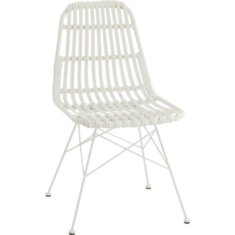 J-Line Stoel Rachel Buiten Metaal/Rattan Wit - 2 stuks