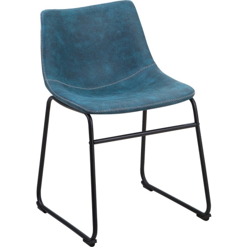 BATAVIA - Eetkamerstoel - Blauw - Polyester