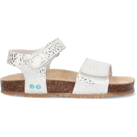 Bunnies JR 222418-591 Meisjes Sandalen - Wit/Zilver/Print - Imitatieleer - Klittenband