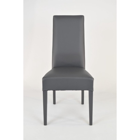 Tommychairs Luisa - Eetkamerstoelen - Set van 2 - Donker Grijs - Kunstleer & Hout