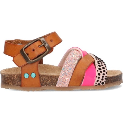 Bunnies JR Becky Beach Meisjes Sandalen - Bruin/Roze - Imitatieleer - Gesp