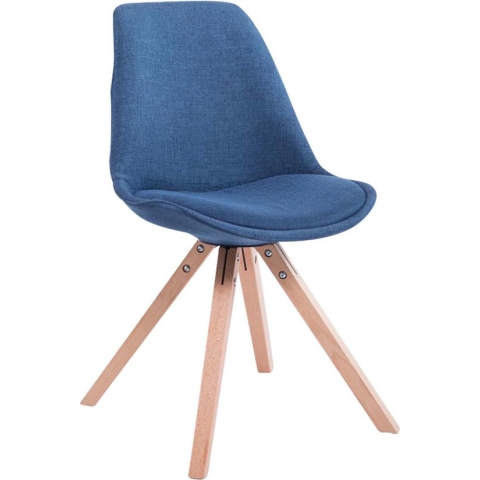Clp Toulouse Eetkamerstoel - Vierkant - Stof - Blauw - Kleur onderstel natura