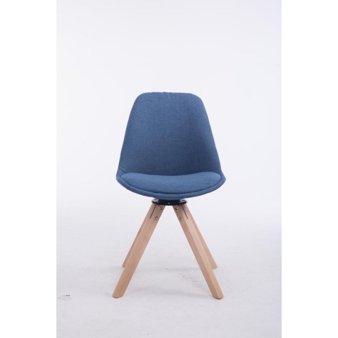 Clp Troyes Bezoekersstoel - Stof - Blauw houten onderstel, kleur natura, hoekige poot