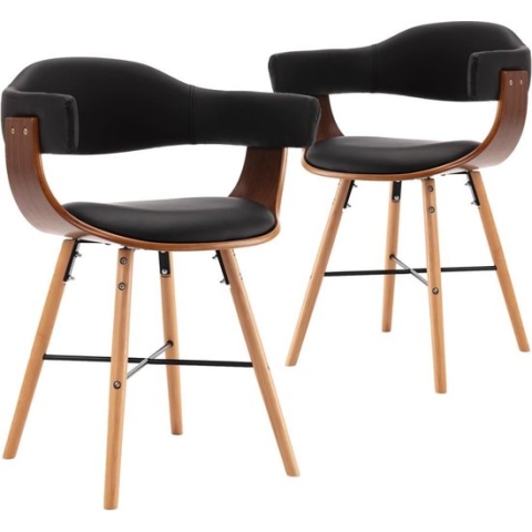 vidaXL-Eetkamerstoelen-2-st-kunstleer-en-gebogen-hout-zwart