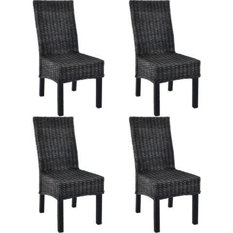 vidaXL-Eetkamerstoelen-4-st-kubu-rattan-en-mangohout-zwart