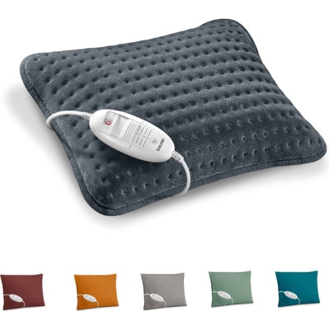 Beurer Elektrisch Warmtekussen | Donker Grijs | Heating pad | 40 x 30 cm | HK 48 | 3 Warmtestanden | Max. 65°C | Snelle opwarming | Automatische uitschakeling | Fleece | Machinewasbaar | 3 jaar garantie