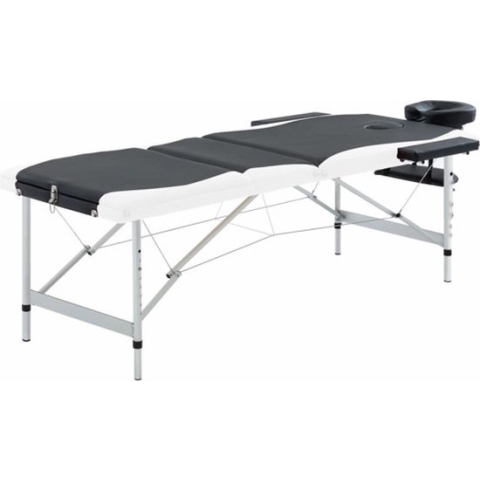 vidaXL-Massagetafel-inklapbaar-3-zones-aluminium-zwart-en-wit