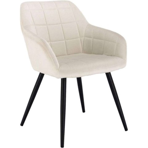 Happyment Luxe Eetkamerstoelen - Velvet Creme - Fauteuils met armleuning - Woonkamerstoelen - Keukenstoelen - Kuipstoel - Set van 1
