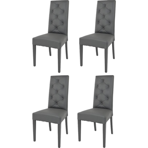 Tommychairs Chantal - Eetkamerstoelen - Set van 4 - Donker Grijs - Kunstleer & Hout