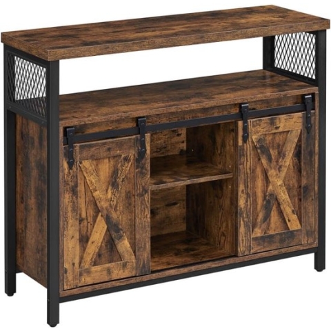 Mazazu - Kast - Kast met deuren - Industrieel - Hout/Metaal - Bruin/Zwart - 100x33x80