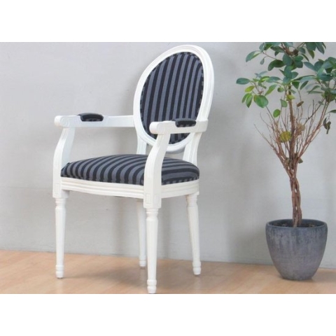 Rococo Barok - Stoel met armleuning - Zwart/Cremewit