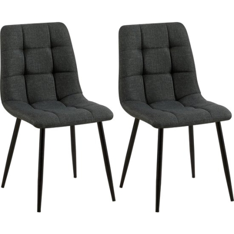 CLP Tilde Set van 2 eetkamerstoelen - Zonder armleuning - Industrieel - donkergrijs Stof