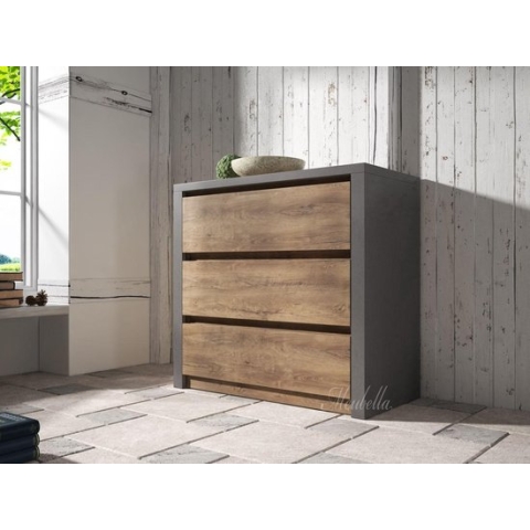 Meubella - Dressoir Monaco - Eiken - Grijs - 90 cm