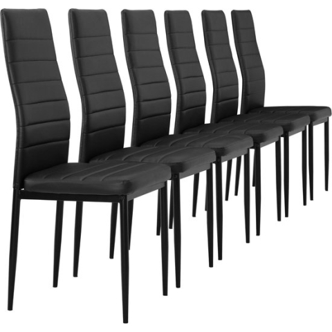 Eetkamerstoel Graz - PU-kunstleer - 6 stuks set - zwart
