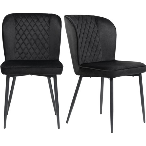 Merax Eetkamerstoel Set van 2 - Gestoffeerde Eetkamerstoelen - Zwart
