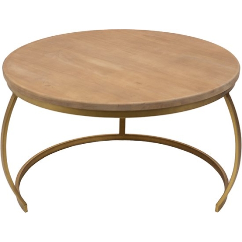Clayre & Eef Bijzettafel Ø 62x37 cm Bruin Ijzer Hout