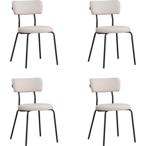 Bronx71® Scandinavische eetkamerstoel Lyon beige gerecyclede stof - Eetkamerstoelen set van 4